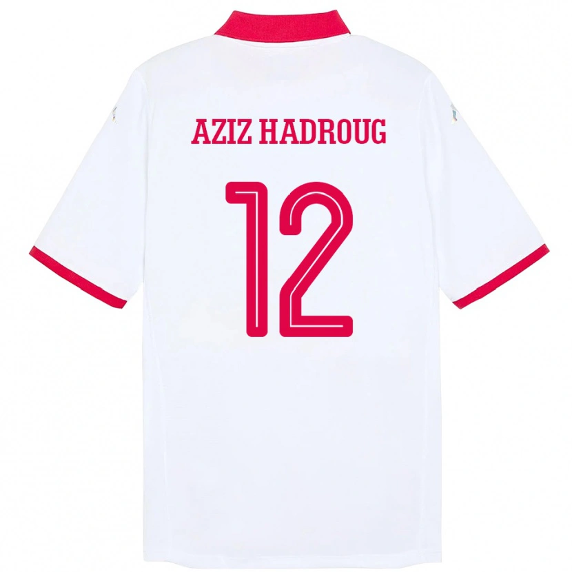Danxen Herren Tunesien Mohamed Aziz Hadroug #12 Weiß Auswärtstrikot Trikot 24-26 T-Shirt
