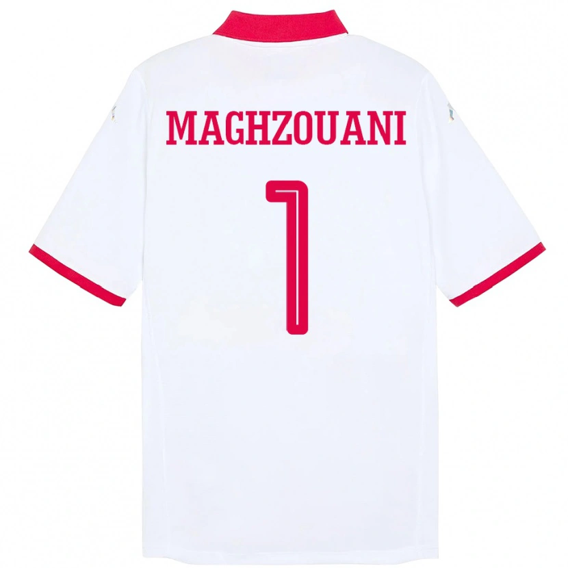 Danxen Herren Tunesien Wassim Maghzouani #1 Weiß Auswärtstrikot Trikot 24-26 T-Shirt