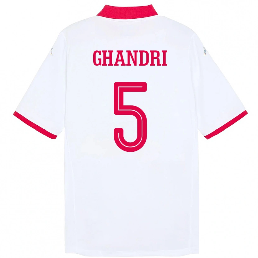 Danxen Herren Tunesien Nader Ghandri #5 Weiß Auswärtstrikot Trikot 24-26 T-Shirt