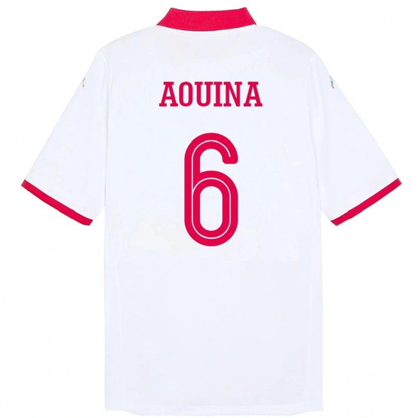 Danxen Herren Tunesien Rania Aouina #6 Weiß Auswärtstrikot Trikot 24-26 T-Shirt