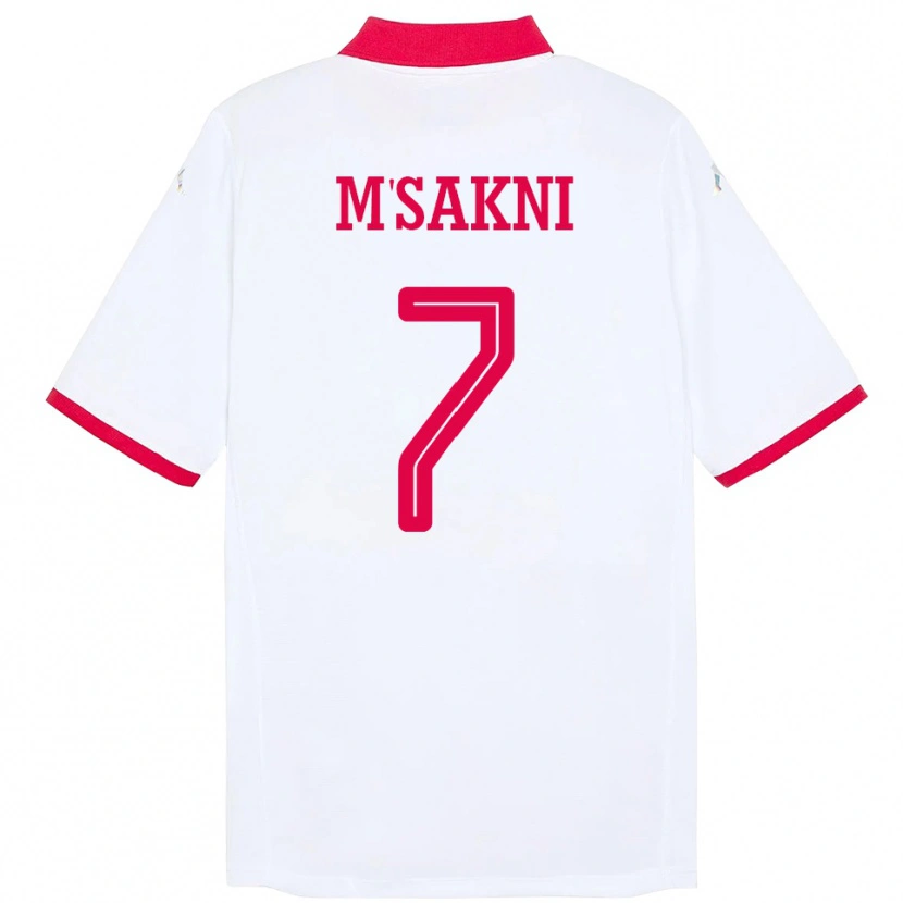 Danxen Herren Tunesien Youssef M Sakni #7 Weiß Auswärtstrikot Trikot 24-26 T-Shirt