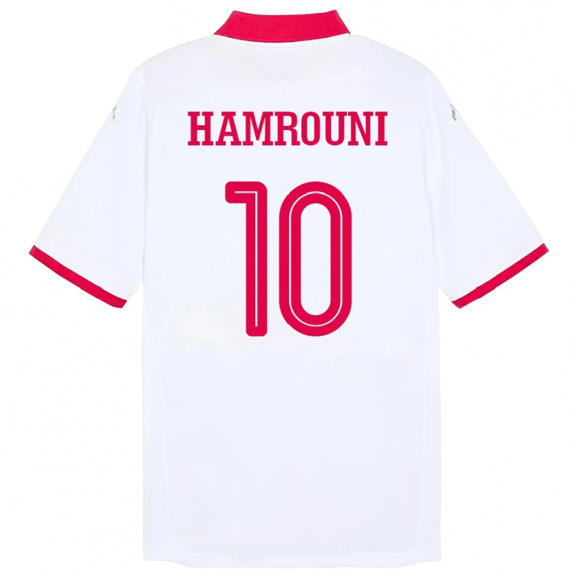 Danxen Herren Tunesien Rayen Hamrouni #10 Weiß Auswärtstrikot Trikot 24-26 T-Shirt