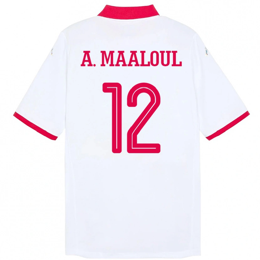 Danxen Herren Tunesien Ali Maaloul #12 Weiß Auswärtstrikot Trikot 24-26 T-Shirt