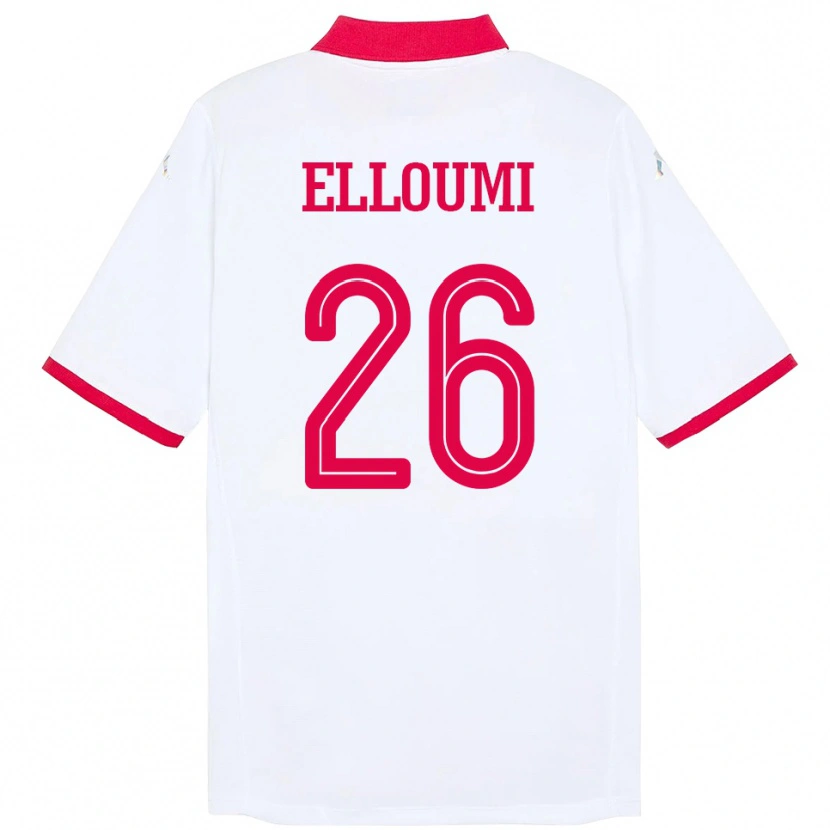 Danxen Herren Tunesien Khalil Elloumi #26 Weiß Auswärtstrikot Trikot 24-26 T-Shirt
