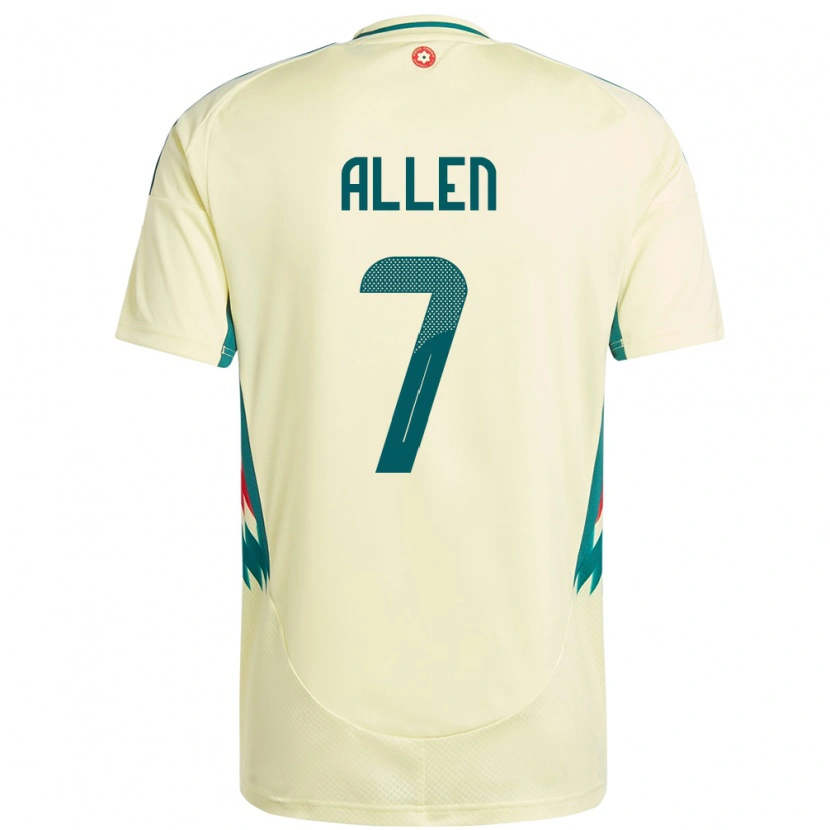 Danxen Herren Wales Joe Allen #7 Beige Gelb Auswärtstrikot Trikot 24-26 T-Shirt