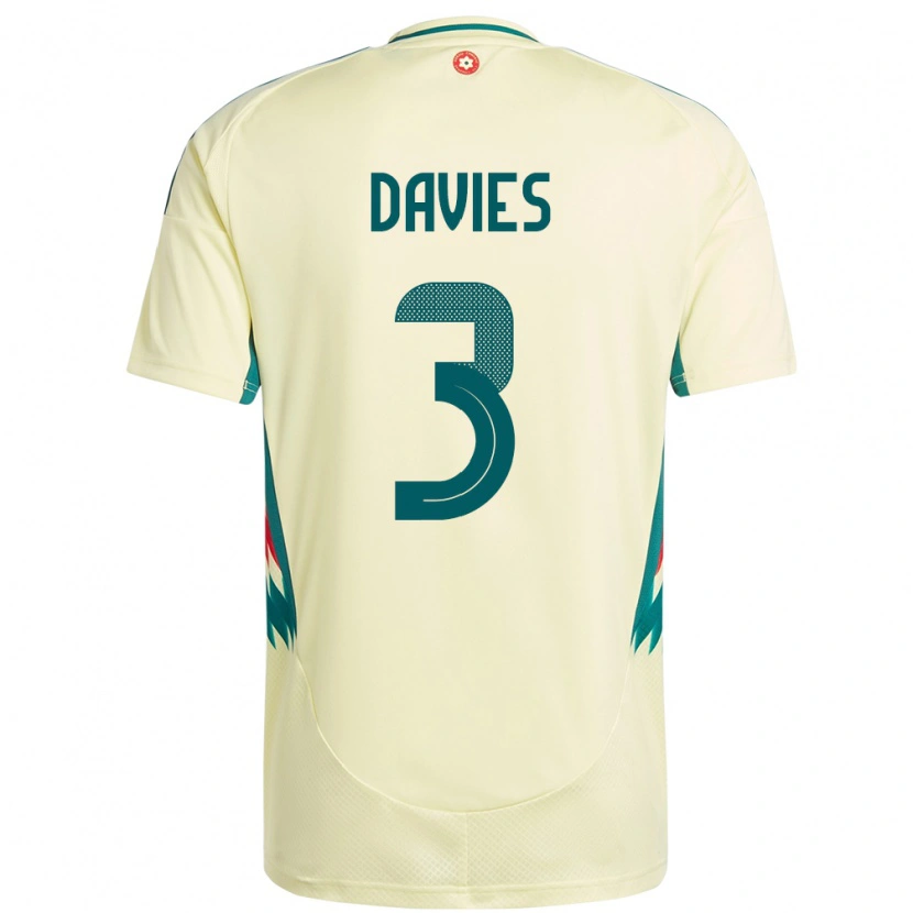 Danxen Herren Wales Mael Davies #3 Beige Gelb Auswärtstrikot Trikot 24-26 T-Shirt