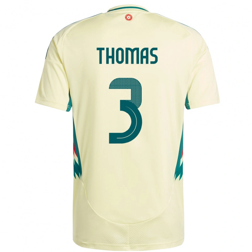 Danxen Herren Wales Elis Thomas #3 Beige Gelb Auswärtstrikot Trikot 24-26 T-Shirt