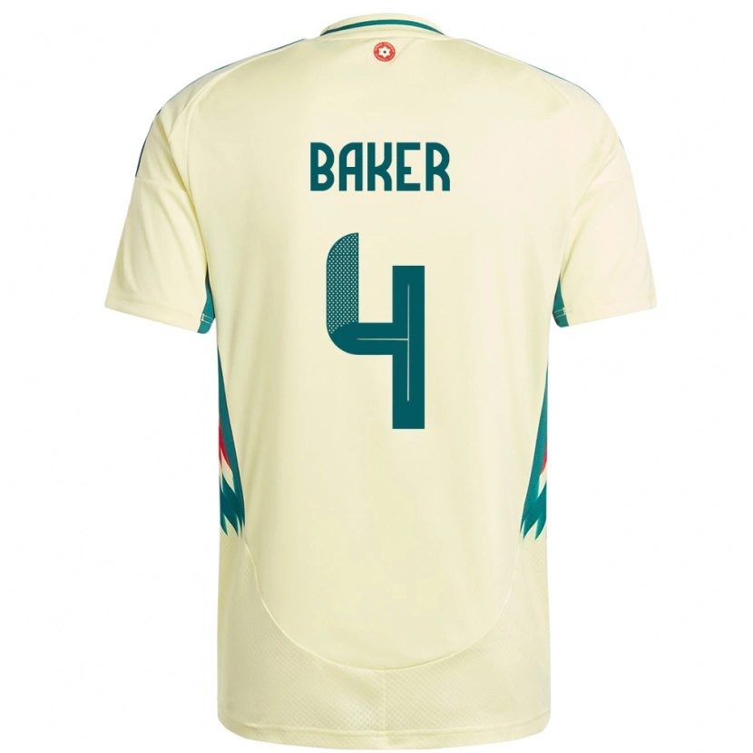 Danxen Herren Wales Matthew Baker #4 Beige Gelb Auswärtstrikot Trikot 24-26 T-Shirt