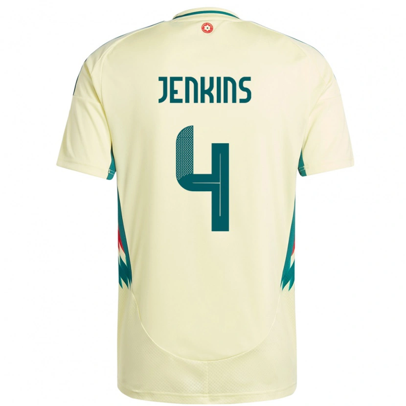 Danxen Herren Wales Lee Jenkins #4 Beige Gelb Auswärtstrikot Trikot 24-26 T-Shirt