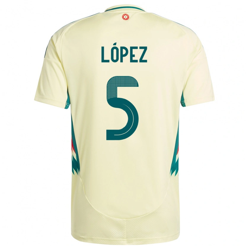 Danxen Herren Wales Pablo López #5 Beige Gelb Auswärtstrikot Trikot 24-26 T-Shirt
