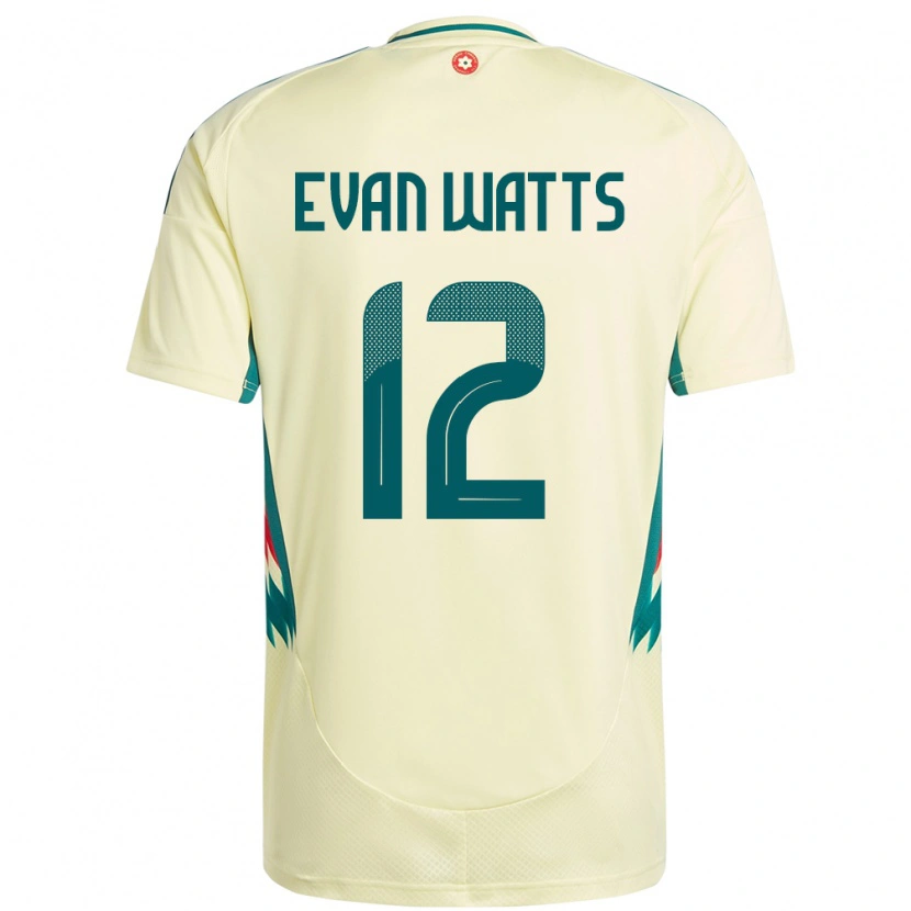 Danxen Herren Wales Evan Watts #12 Beige Gelb Auswärtstrikot Trikot 24-26 T-Shirt