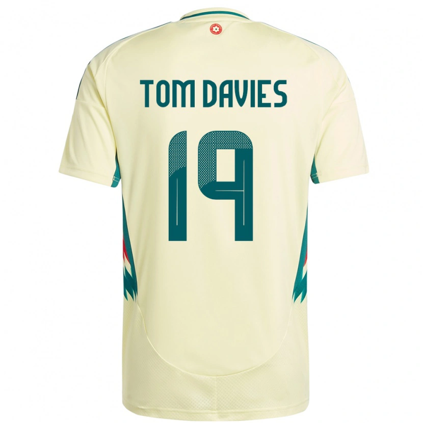 Danxen Herren Wales Tom Davies #19 Beige Gelb Auswärtstrikot Trikot 24-26 T-Shirt