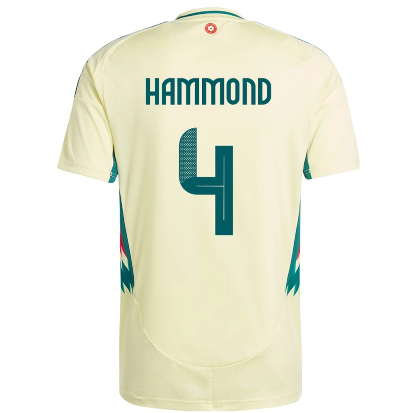 Danxen Herren Wales Ben Hammond #4 Beige Gelb Auswärtstrikot Trikot 24-26 T-Shirt