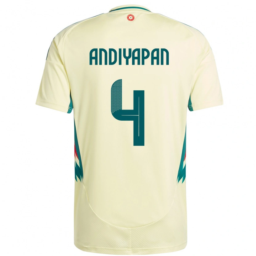 Danxen Herren Wales William Andiyapan #4 Beige Gelb Auswärtstrikot Trikot 24-26 T-Shirt