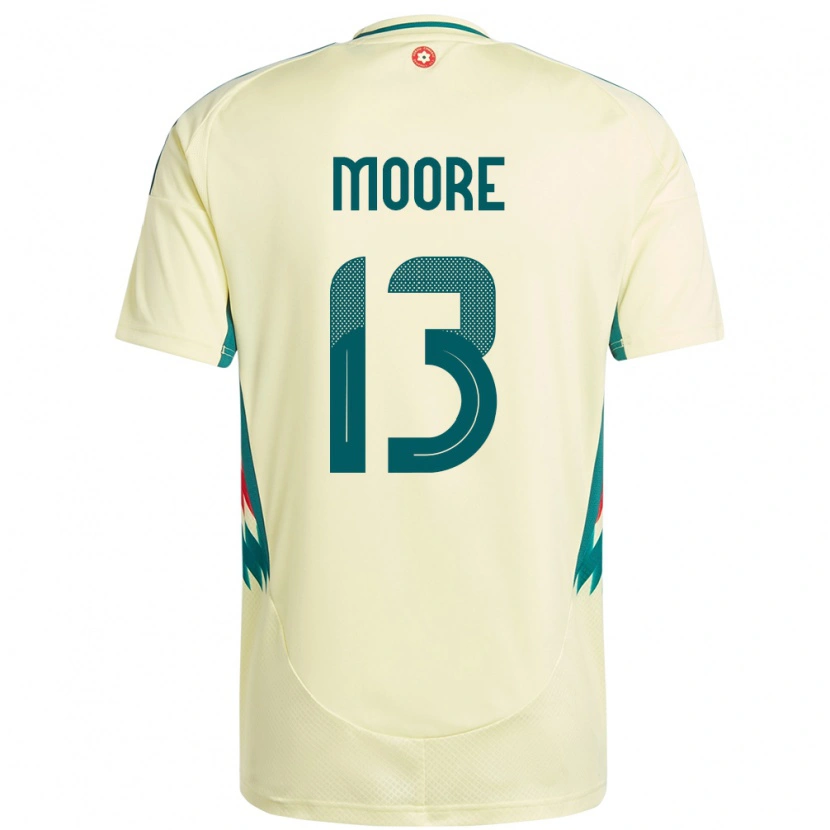 Danxen Herren Wales Kieffer Moore #13 Beige Gelb Auswärtstrikot Trikot 24-26 T-Shirt