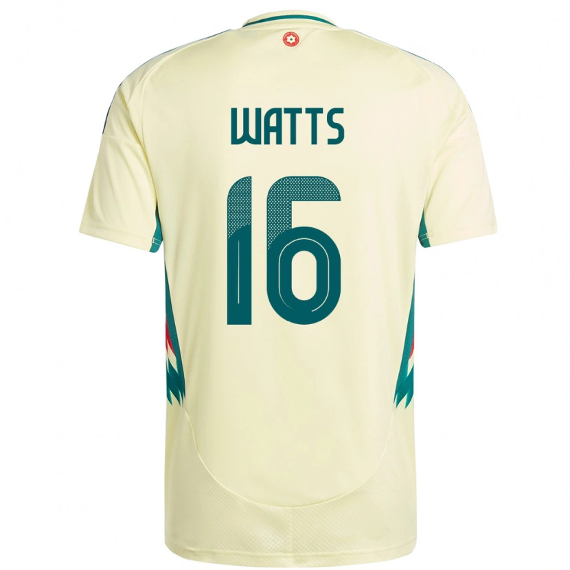 Danxen Herren Wales Daniel Watts #16 Beige Gelb Auswärtstrikot Trikot 24-26 T-Shirt