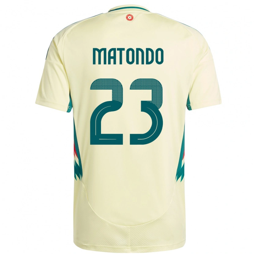 Danxen Herren Wales Rabbi Matondo #23 Beige Gelb Auswärtstrikot Trikot 24-26 T-Shirt