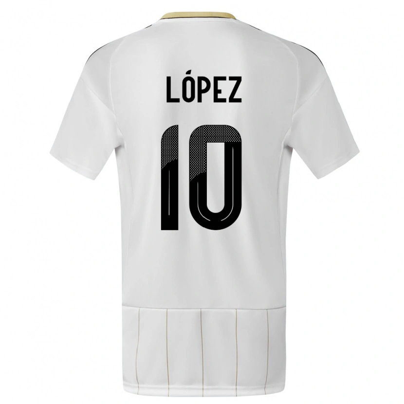 Danxen Herren Costa Rica Sebastián López #10 Weiß Auswärtstrikot Trikot 24-26 T-Shirt