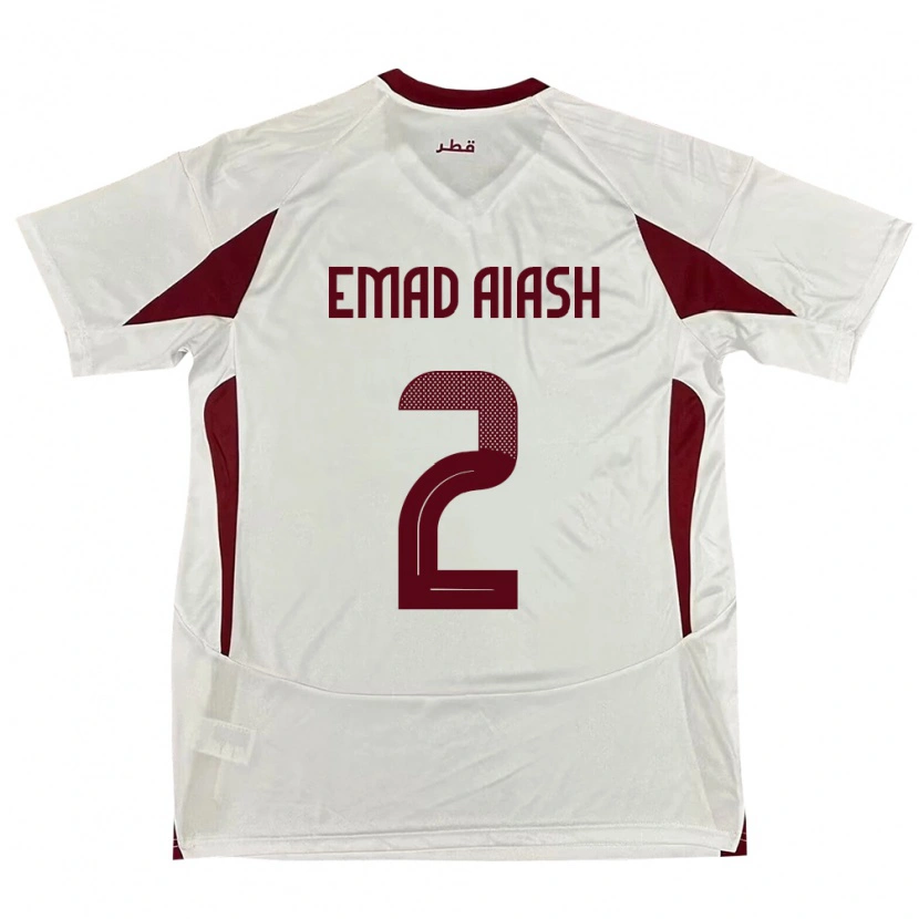 Danxen Herren Katar Mohamed Emad Aiash #2 Weiß Auswärtstrikot Trikot 24-26 T-Shirt