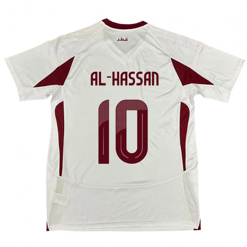 Danxen Herren Katar Ibrahim Al-Hassan #10 Weiß Auswärtstrikot Trikot 24-26 T-Shirt