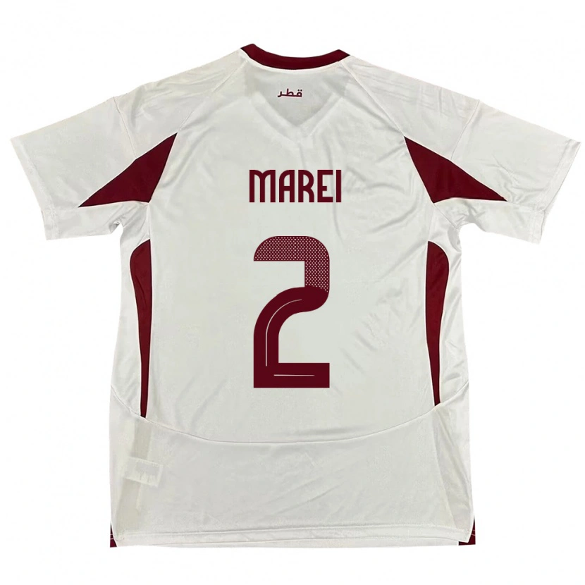 Danxen Herren Katar Yousef Marei #2 Weiß Auswärtstrikot Trikot 24-26 T-Shirt