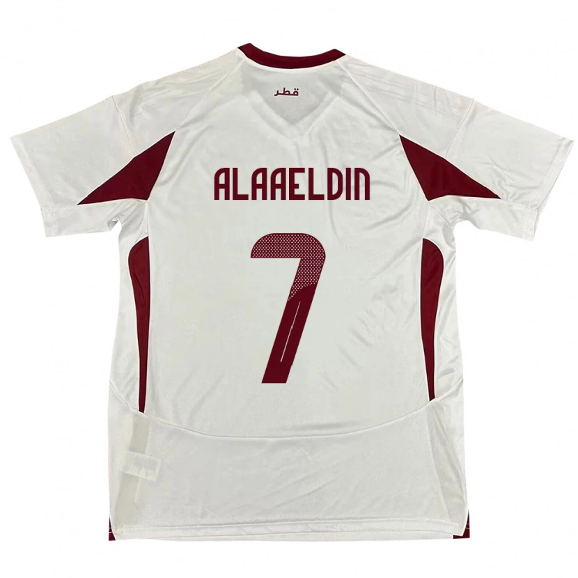 Danxen Herren Katar Ahmed Alaaeldin #7 Weiß Auswärtstrikot Trikot 24-26 T-Shirt