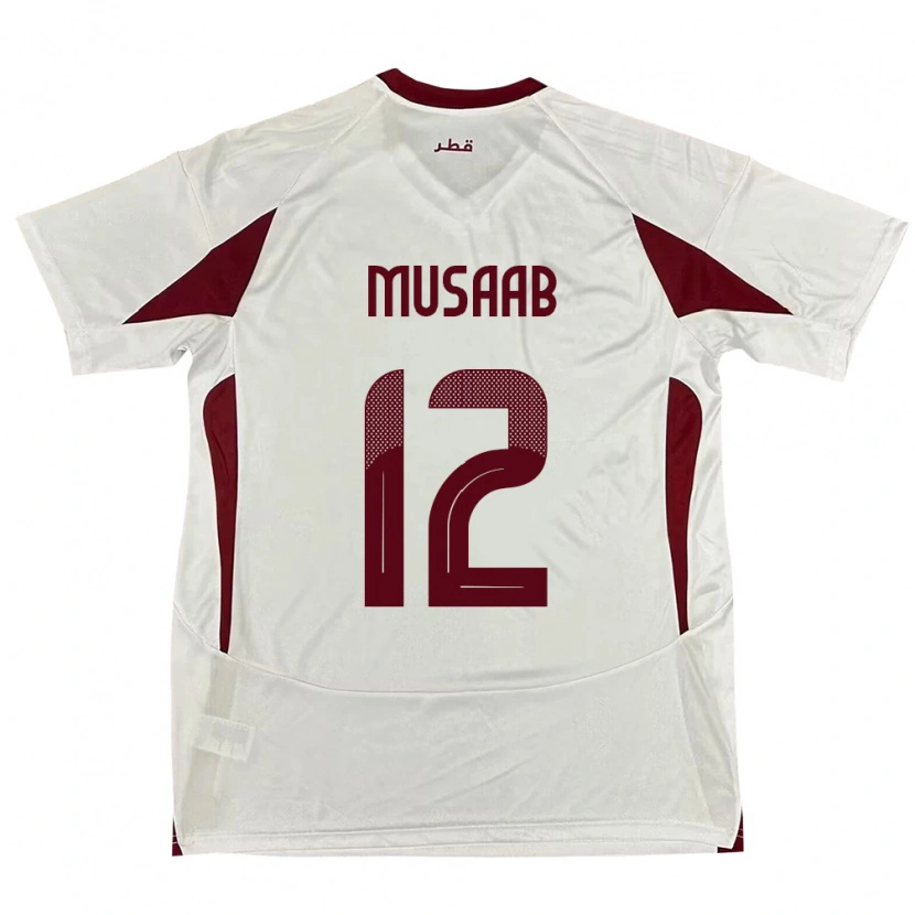 Danxen Herren Katar Musaab Khidir #12 Weiß Auswärtstrikot Trikot 24-26 T-Shirt