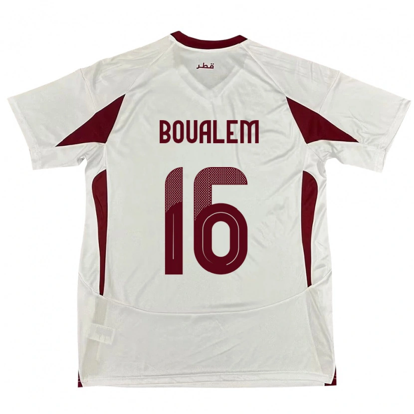 Danxen Herren Katar Boualem Khoukhi #16 Weiß Auswärtstrikot Trikot 24-26 T-Shirt