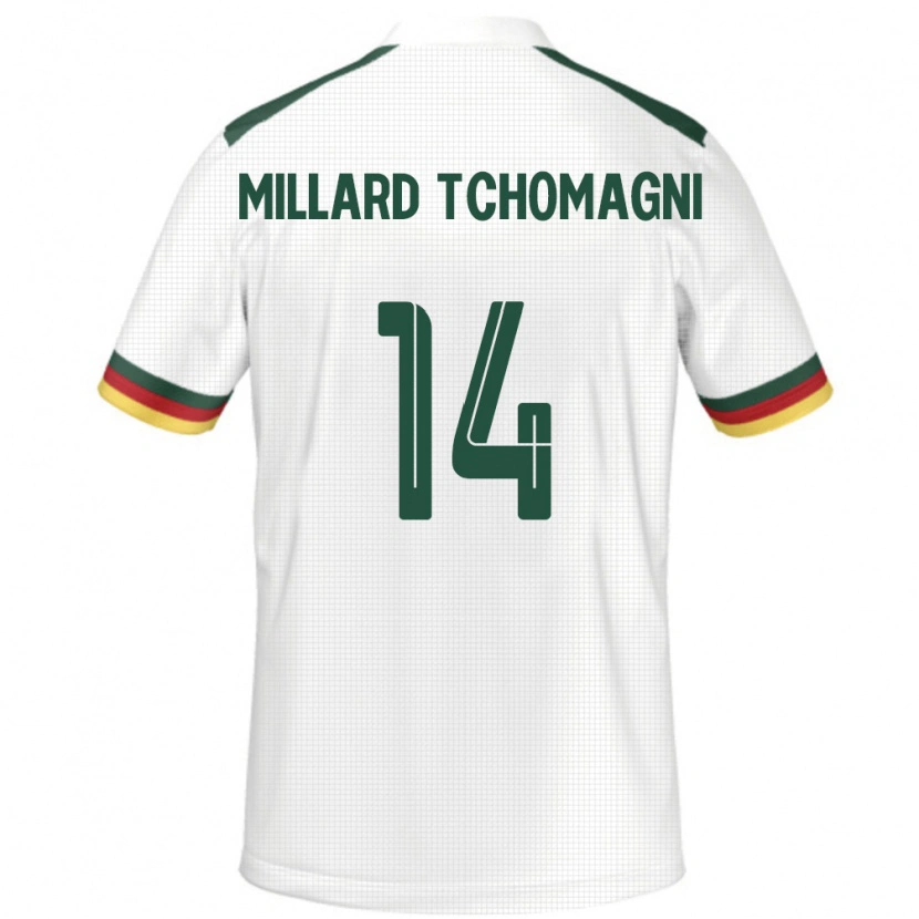 Danxen Herren Kamerun Samuel Millard Tchomagni #14 Weiß Auswärtstrikot Trikot 24-26 T-Shirt