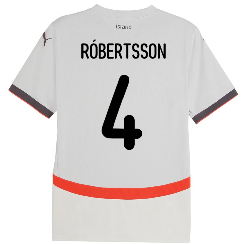 Danxen Herren Island Logi Hrafn Róbertsson #4 Weiß Auswärtstrikot Trikot 24-26 T-Shirt