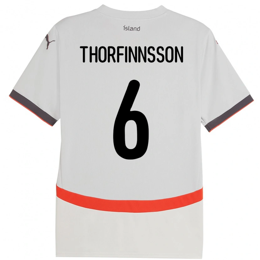 Danxen Herren Island Mikael Máni Thorfinnsson #6 Weiß Auswärtstrikot Trikot 24-26 T-Shirt