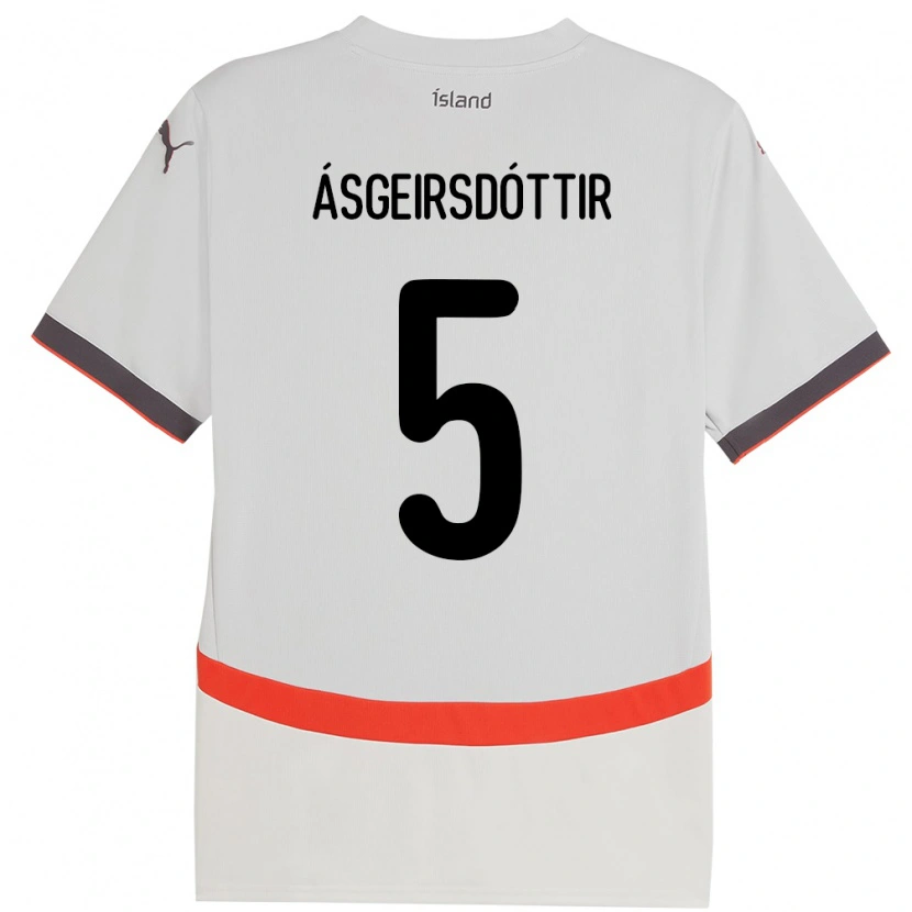 Danxen Herren Island Emilía Kiær Ásgeirsdóttir #5 Weiß Auswärtstrikot Trikot 24-26 T-Shirt