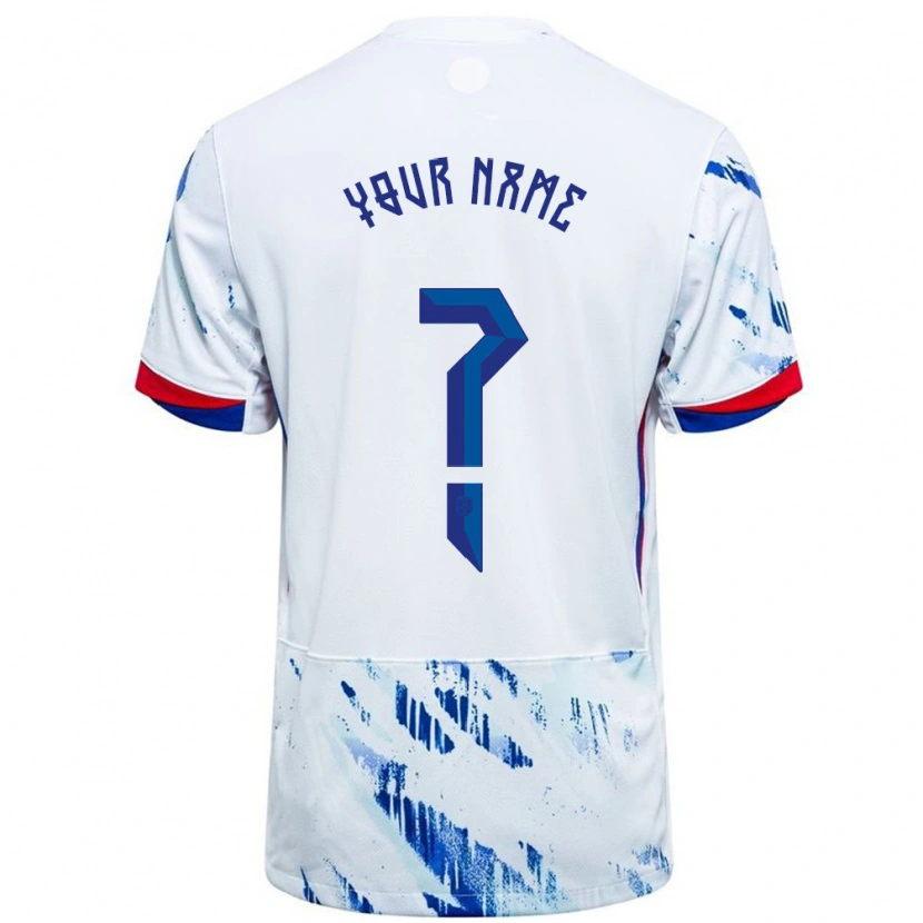 Danxen Herren Norwegen Ihren Namen #0 Weiß Blau Auswärtstrikot Trikot 24-26 T-Shirt