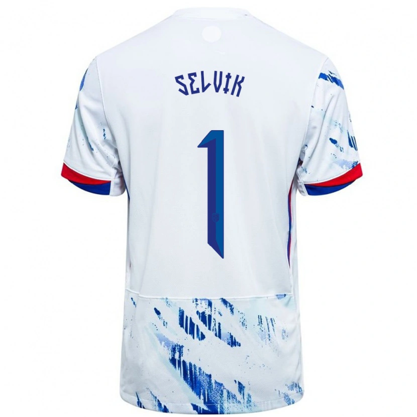 Danxen Herren Norwegen Egil Selvik #1 Weiß Blau Auswärtstrikot Trikot 24-26 T-Shirt