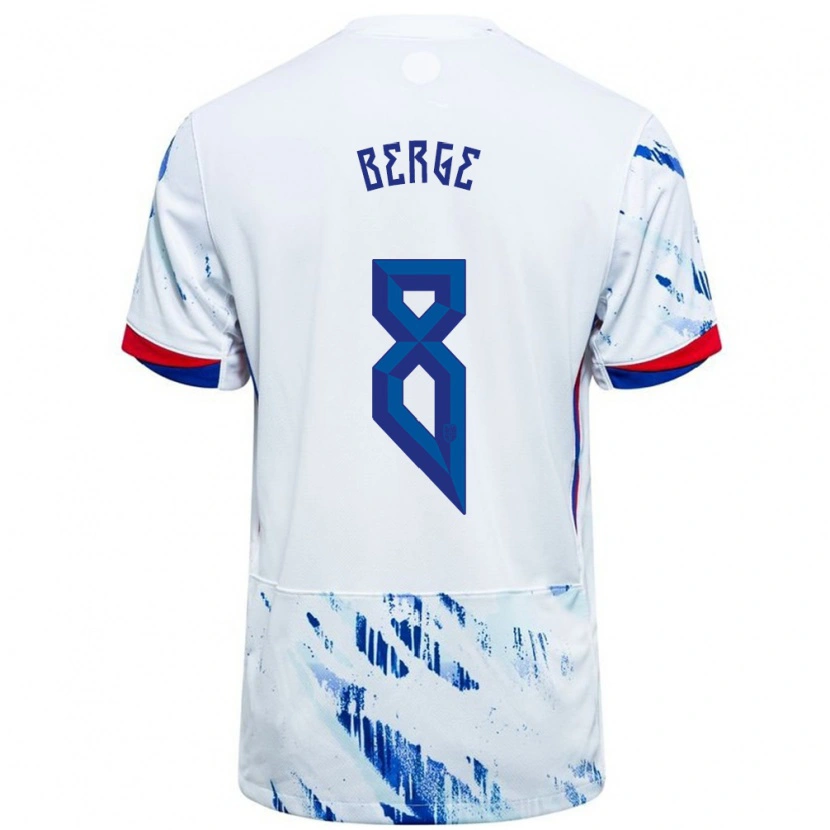 Danxen Herren Norwegen Sander Berge #8 Weiß Blau Auswärtstrikot Trikot 24-26 T-Shirt