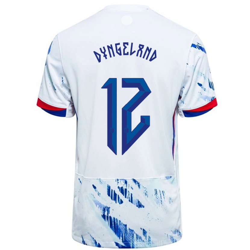 Danxen Herren Norwegen Mathias Dyngeland #12 Weiß Blau Auswärtstrikot Trikot 24-26 T-Shirt