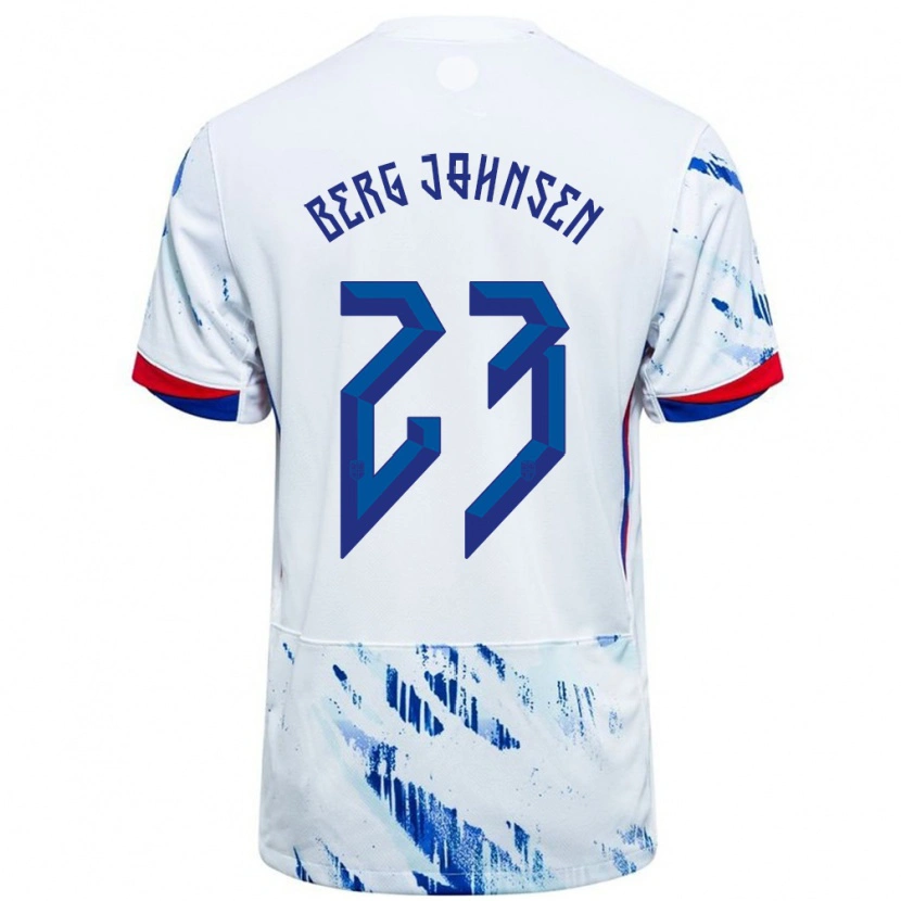 Danxen Herren Norwegen Lasse Berg Johnsen #23 Weiß Blau Auswärtstrikot Trikot 24-26 T-Shirt