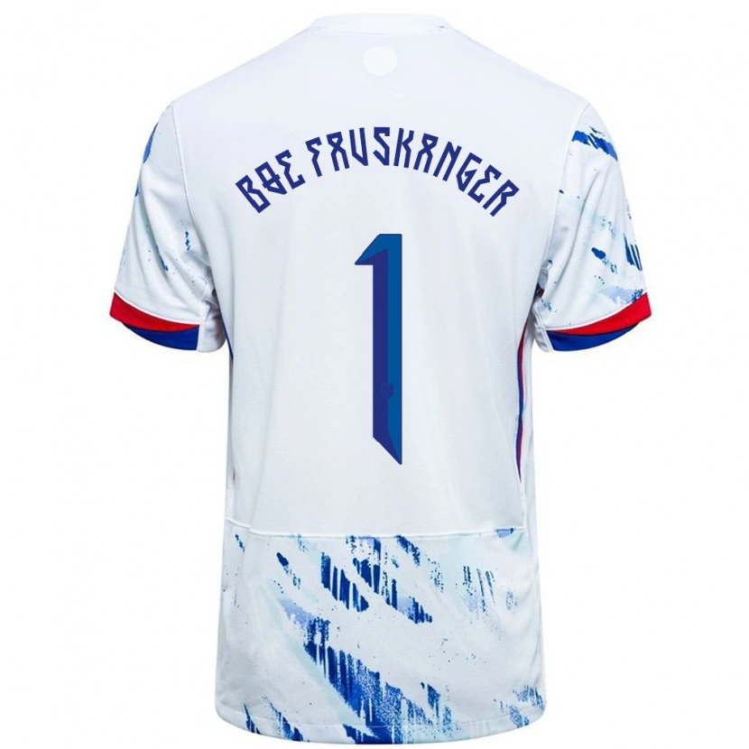 Danxen Herren Norwegen Einar Bøe Fauskanger #1 Weiß Blau Auswärtstrikot Trikot 24-26 T-Shirt