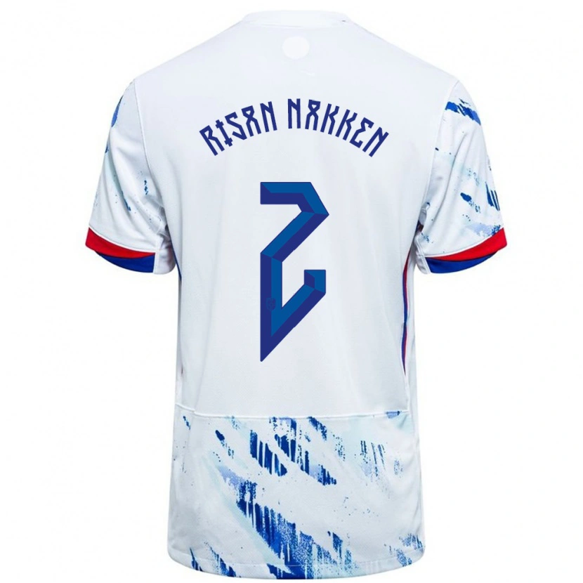 Danxen Herren Norwegen Daniel Risan Nakken #2 Weiß Blau Auswärtstrikot Trikot 24-26 T-Shirt