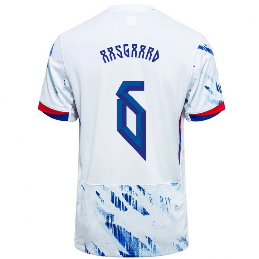 Danxen Herren Norwegen Thelo Aasgaard #6 Weiß Blau Auswärtstrikot Trikot 24-26 T-Shirt