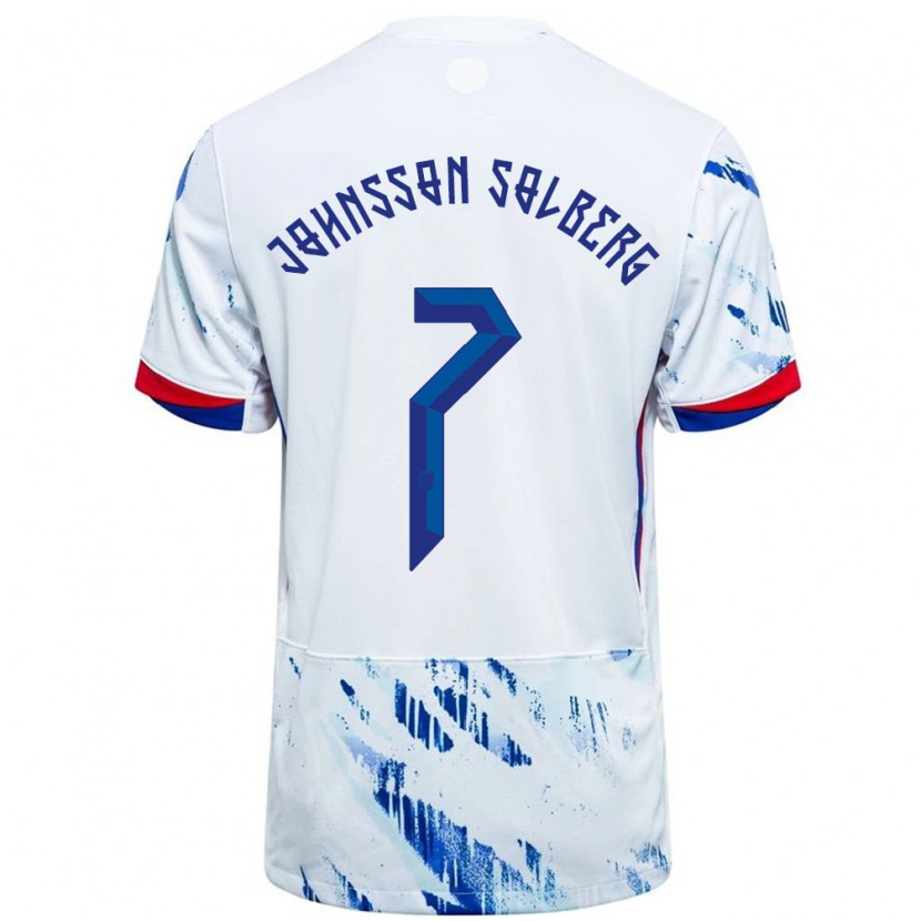 Danxen Herren Norwegen Elias Johnsson Solberg #7 Weiß Blau Auswärtstrikot Trikot 24-26 T-Shirt