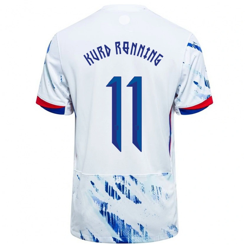 Danxen Herren Norwegen Adrian Kurd Rønning #11 Weiß Blau Auswärtstrikot Trikot 24-26 T-Shirt