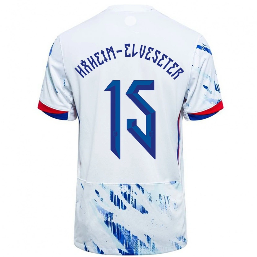 Danxen Herren Norwegen Martin Håheim-Elveseter #15 Weiß Blau Auswärtstrikot Trikot 24-26 T-Shirt