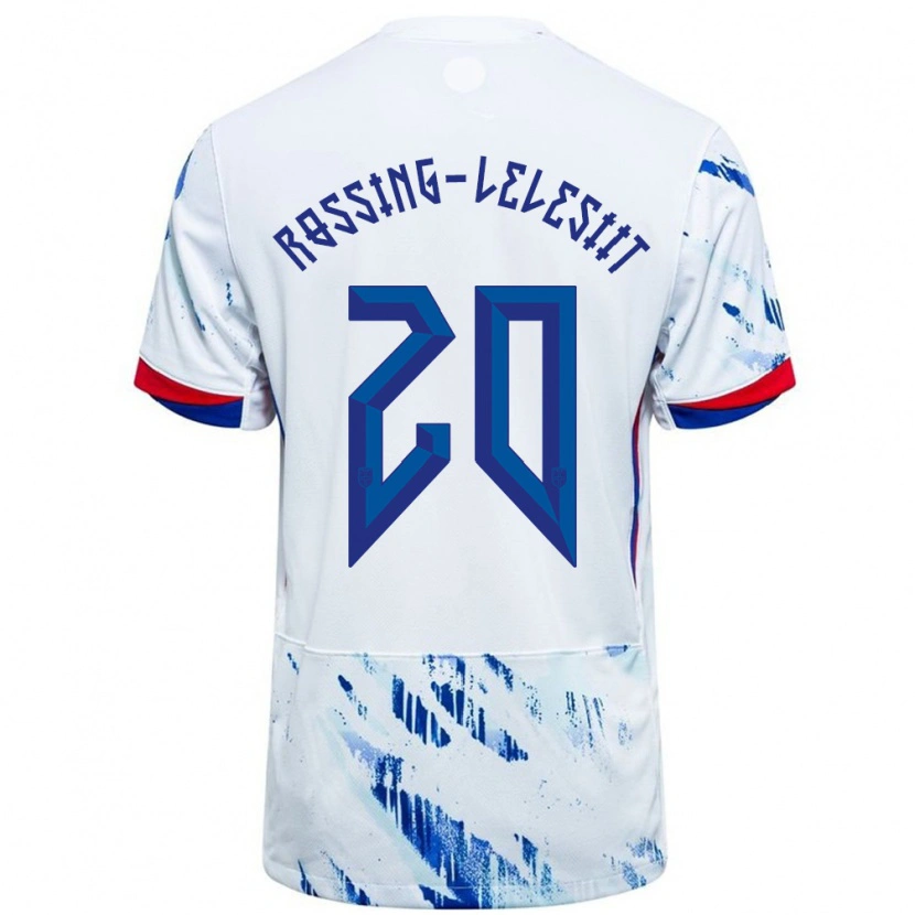 Danxen Herren Norwegen Alexander Røssing-Lelesiit #20 Weiß Blau Auswärtstrikot Trikot 24-26 T-Shirt