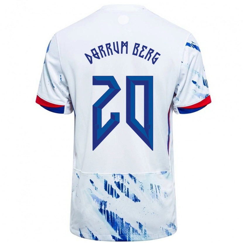 Danxen Herren Norwegen Fredrik Dørrum Berg #20 Weiß Blau Auswärtstrikot Trikot 24-26 T-Shirt