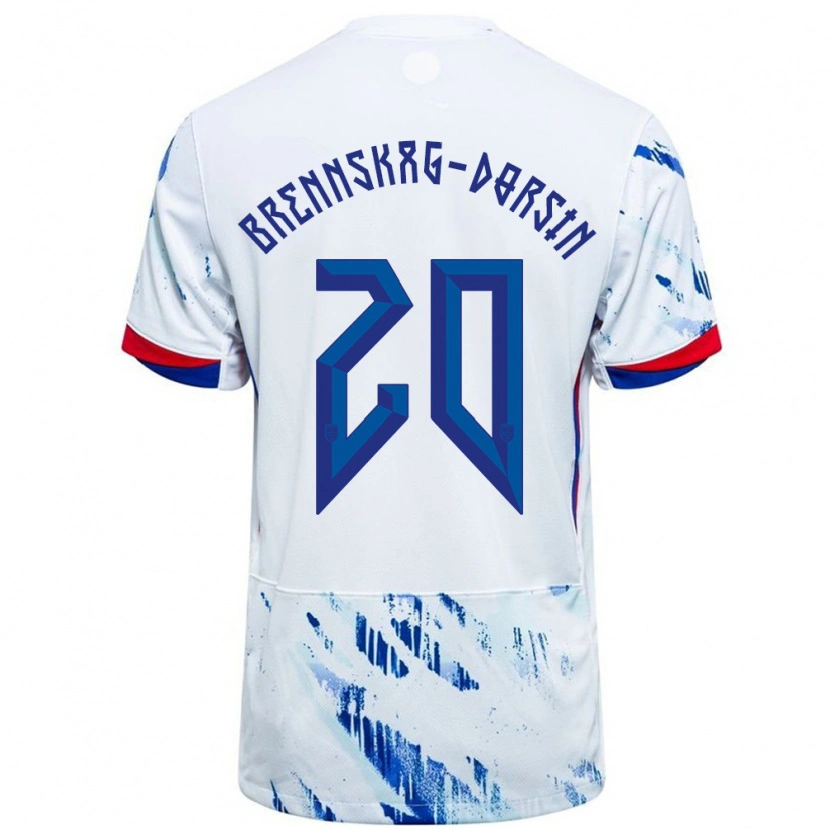 Danxen Herren Norwegen Leo Brennskag-Dorsin #20 Weiß Blau Auswärtstrikot Trikot 24-26 T-Shirt