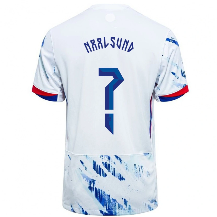 Danxen Herren Norwegen Lisa Naalsund #0 Weiß Blau Auswärtstrikot Trikot 24-26 T-Shirt
