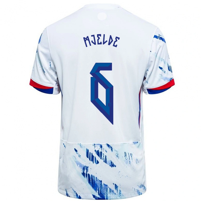 Danxen Herren Norwegen Maren Mjelde #6 Weiß Blau Auswärtstrikot Trikot 24-26 T-Shirt