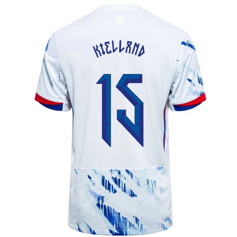 Danxen Herren Norwegen Justine Kielland #15 Weiß Blau Auswärtstrikot Trikot 24-26 T-Shirt