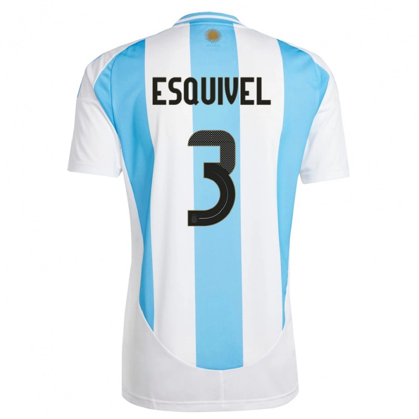 Danxen Damen Argentinien Lucas Esquivel #3 Weiß Blau Heimtrikot Trikot 24-26 T-Shirt